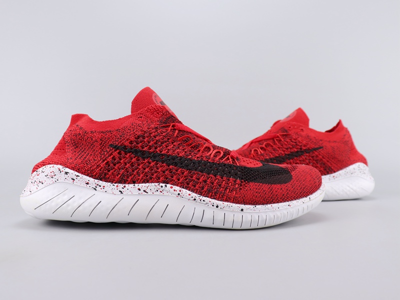 2020 Nike Free Rn Flyknit 2018 Red Black White Running Shoes